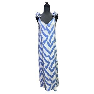 Vince Camuto Blue and White Ruffle Sleeveless Maxi Sundress Size Small